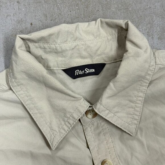 Peter Storm Hiking Shirt Lightweight Tech Safari Shirt Long Sleeve Beige Medium - Picture 6 of 10